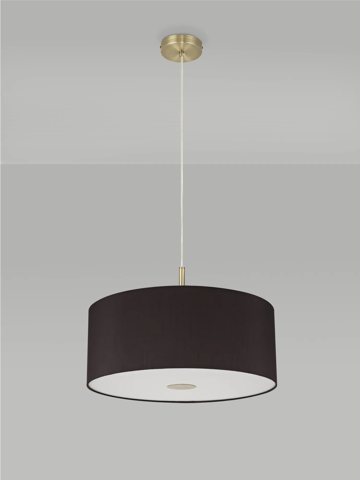 Baymont 50cm Pendant 1 Light Antique Brass, Black, Frosted Diffuser DK0229  Deco Baymont AB BL